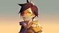 #桌面##插画##壁纸# 1920x1080  Overwatch video game characters Tracer (Overwatch)