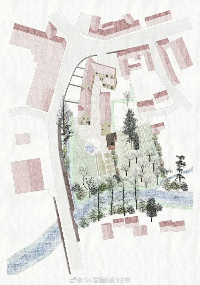 那些插画风格的小清新建筑鸟瞰图。#建筑启...