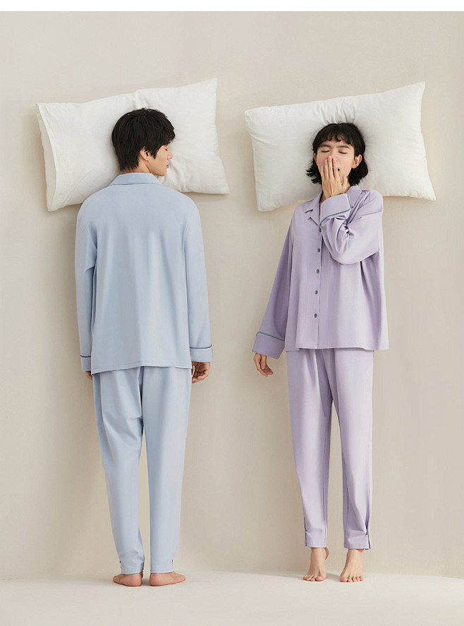 【柔感】红豆纯棉睡衣女长袖情侣2022年...