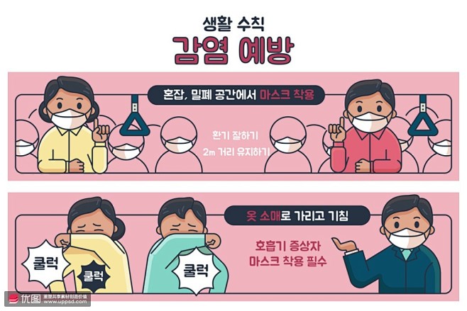 正确社交距离打喷嚏手势疾病防御插画图片下...