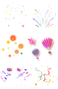 多彩清新礼花彩带喷放的礼花漂浮热气球-众图网