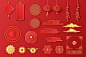 Free vector gradient design elements collection for chinese new year festival