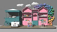 现代风格商业景观堆景美陈橱窗推车气球云灯鞋子花车鞋柜SU模型【ID:548469530】_知末su模型网