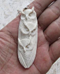 Owl Group in Antler Carving Pendant w Silver Bale  30.00