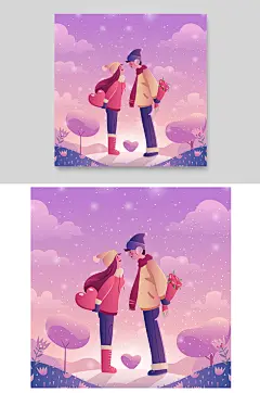 冬季恋歌美好爱情故事情侣惊喜鲜花爱心