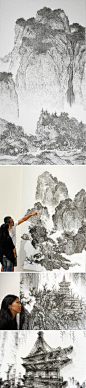 Chen-Chun-Hao_nail-paintings_reproducing-old-Chinese-landscape-paintings_collabcubed: 