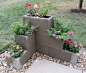 Cement Block Planter. Would be cute to do this where my railing ends on the front porch!!!! :)