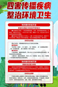 炫彩讲卫生除四害知识宣传海报4
