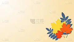 秋天的背景与枫和月桂叶在剪纸风格