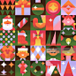 Cute Vector Seamless pattern about Christmas, New Year, Xmas, Winter...