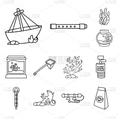 玻璃鱼缸,标志,个人随身用品,鱼缸,插画,华丽的,环境,草,设备用品,珊瑚