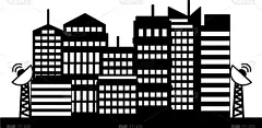 智慧城市,无线电通信塔,智慧,未来,技术,有线的,图像,矢量,沟通,运输