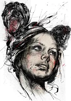 “恶魔”三联画手绘人像插画---酷图编号1044992