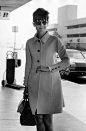 Audrey Hepburn at LAX airport in Los Angeles, California ca. 196