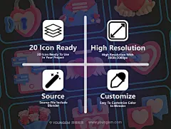 20款3D趣味卡通立体情人节爱心求婚爱情插图插画png免抠图片素材下载_颜格视觉