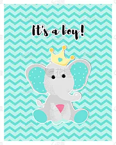 Vector  of a cute blue baby elephant