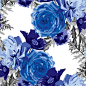矢量美丽蓝色玫瑰元素的设计插图，花卉图片大全大图，花卉大全，花卉图片大全，花卉卡片图片素材，紫色玫瑰元素设计插图