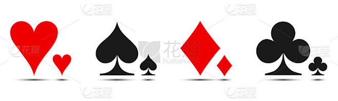 彩色卡片套装图标向量，扑克牌符号向量