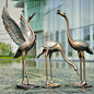 户外仿铜仙鹤雕塑玻璃钢园林水景装饰小品景观白鹭鸟模型白鹤摆件