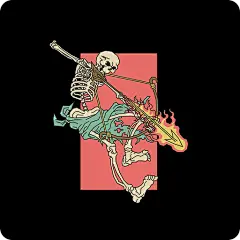 卡通骷髅头射箭骷髅火焰图案手绘骷髅骨头