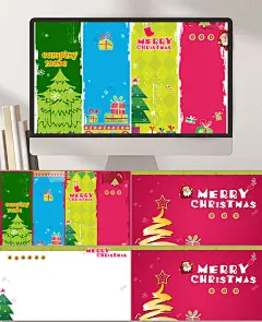 绚丽缤纷圣诞节PPT动画模板-众图网