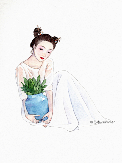 吾见青山多妩媚采集到水彩人物