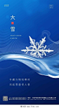 蓝色简约二十四节气大雪手机海报设计素材