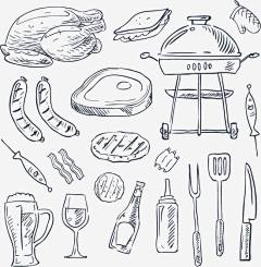 矢量烧烤元素免抠素材_图宝宝 https://bao16.com 手绘 烧烤 食物 工具 矢量