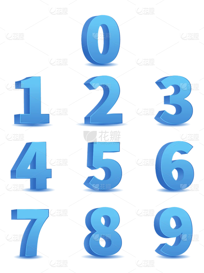 常规通用简约渐变数字组合元素素材-花瓣网