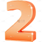 艺术字金橙色边缘发光数字2