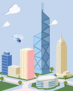创意小清新立体25D等距建筑场景插画AI+PSD+GIF设计素材模板