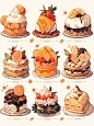 Vol.6｜甜品蛋糕美食手帐插画素材midjourney