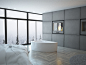 white modern bedroom with shelf behind bed and big terrace window, Michał Wilczyński : white modern bedroom with shelf behind bed and big terrace window
