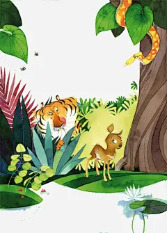 森林小动物_新图网 https://ixintu.com 卡通 插画 儿童插画 童话 童话森林 梦幻 儿童 故事 卡通人物 卡通动物 老虎 小兔