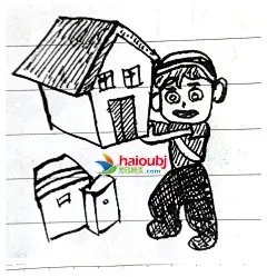 搬家公司小插画,昆明搬家公司,长途搬家公司插画线描-海鸥搬家