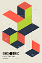 Abstract isometric geometric shape layout design t