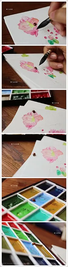 打开阳台门，与自然界融为一体。可爱的小瓢虫飞来凑热闹，爬来又爬去，这花朵是香还是漂亮呢，最后安静的睡着在了颜料盒里。感谢你来光临我家。感谢你给我的惊喜。