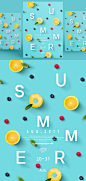 夏季水果主题宣传海报PSD模板Summer poster template#tiw176a3112 :  