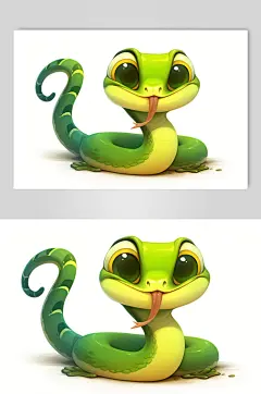 AI数字艺术蛇年可爱小青蛇插画
