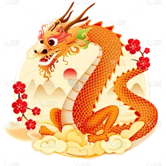 中国风二月二龙抬头龙元素贴纸