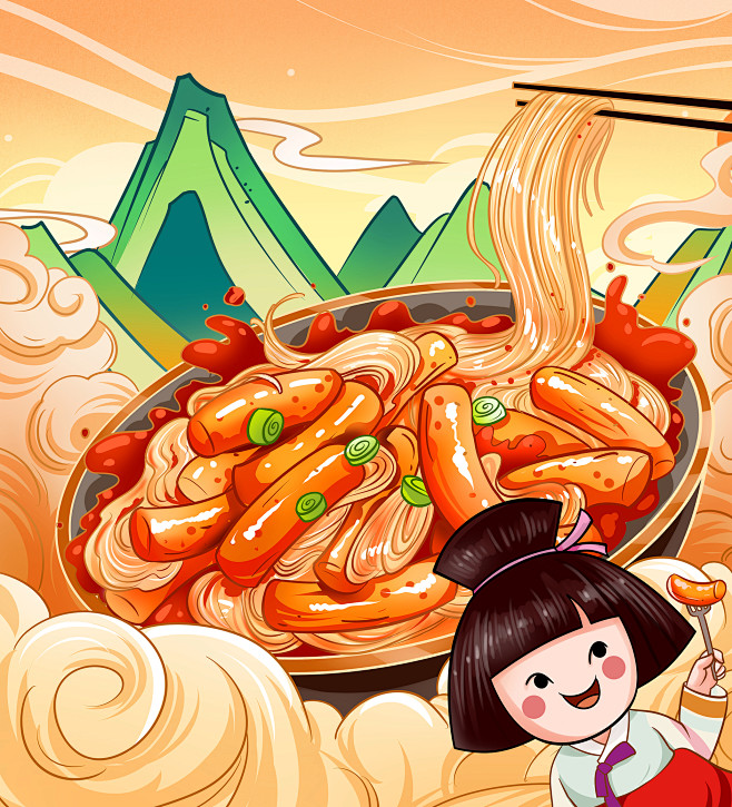 炒年糕/土豆粉/玉米面条包装设计-古田路...