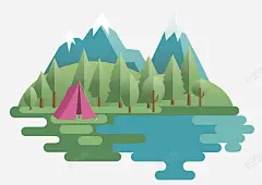 扁平插图山脉绿树与湖水高清素材 页面 设计图片 免费下载 页面网页 平面电商 创意素材 png素材