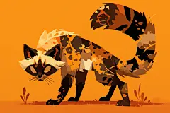 猫咪手绘小黑猫插画素材