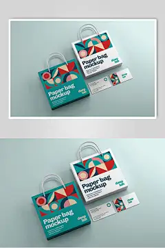 服装品牌名片卡片手提纸袋样机-众图网