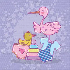 动画片,庆生会,可爱的,请柬,母亲,鹳,模板,问候,爱,绘制