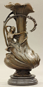 French Art Nouveau Bronze Vase: 