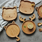 包邮日式木质餐具创意儿童卡通餐盘饭盘子点心分格果盘托盘圣诞鹿-淘宝网