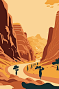 沙漠峡谷风景插画矢量图设计素材