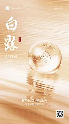 白露金融保险节气祝福创意合成手机海报
