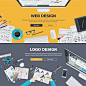 Flat design illustration concepts for web design development and logo design